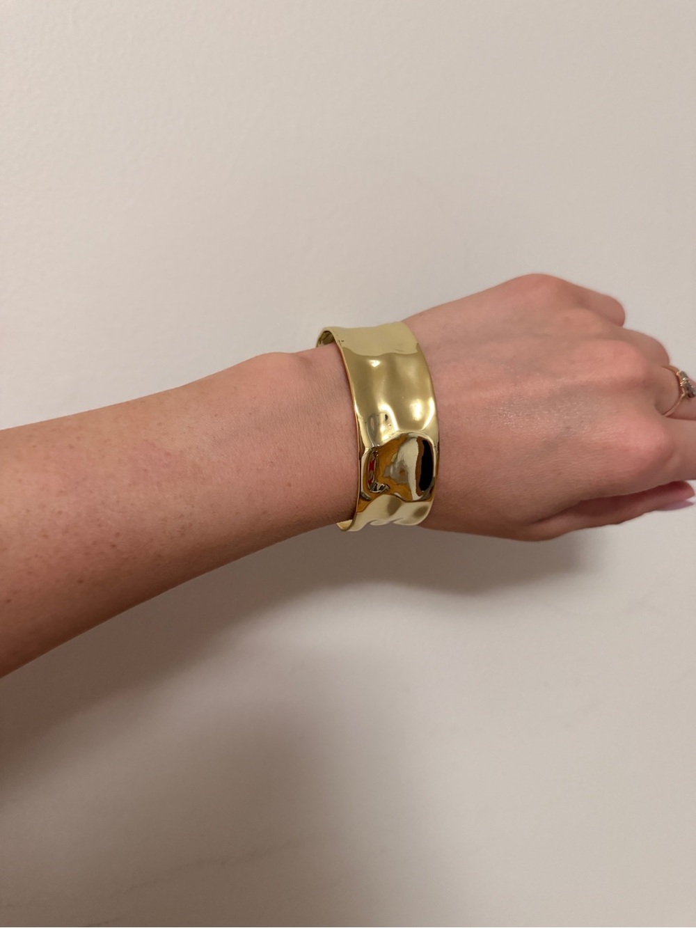 Gold Sculpted Wave Cuff Bracelet for Women